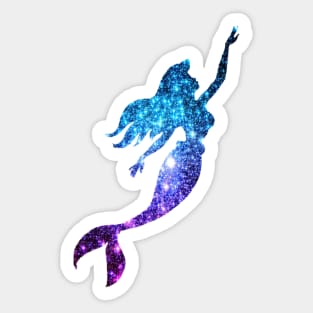 Teal and Purple Ombre Faux Glitter Mermaid Silhouette Sticker